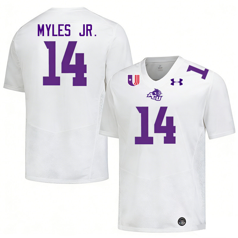 Abilene Christian Wildcats #14 Rashon Myles Jr. College Football Jerseys,Uniforms Stitched-White